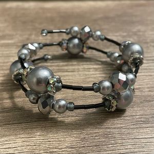 Wire beaded wrap around bracelet